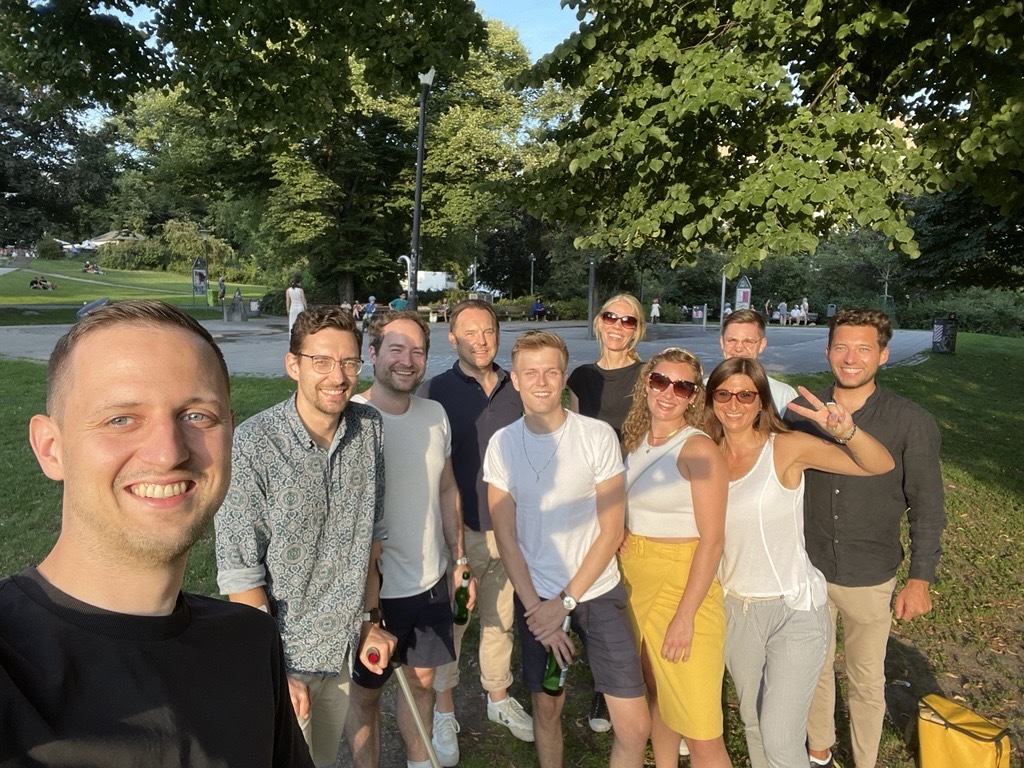 Team outing in the park on a sunny day.